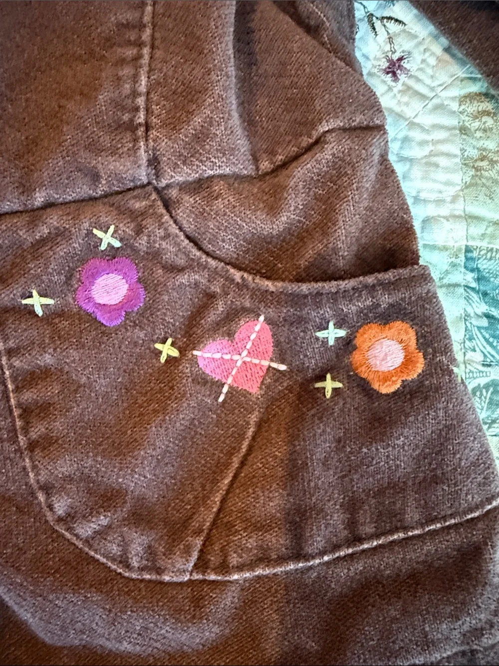 Gymboree Brown Corduroy Jean-Style Jacket with Embroidered Pockets